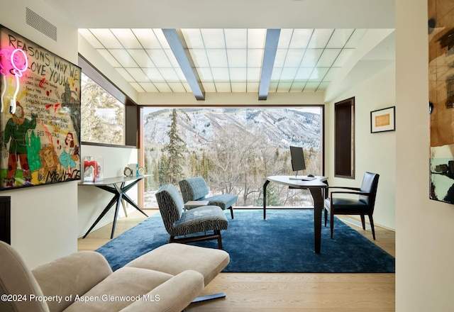 living area with light wood-type flooring