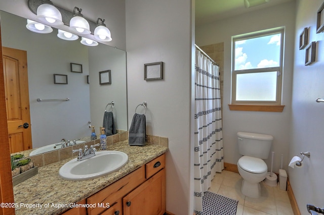 369 N Meadow Dr, Rifle, CO 81650 - bathroom with vanity, tile patterned flooring, and a shower with shower curtain