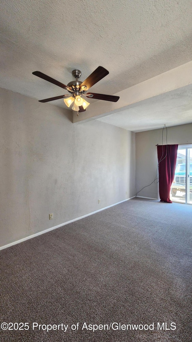 3863 W 6th St, Craig, CO 81625 - carpeted spare room featuring baseboards, a ceiling fan, and a textured ceiling