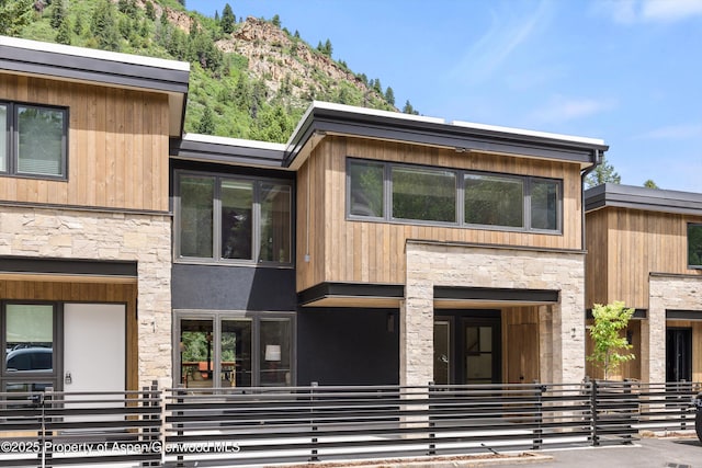 1501 Maroon Creek Rd # 2, Aspen, CO 81611 - modern home with stone siding and a mountain view