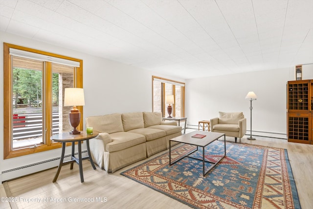 1501 Maroon Creek Rd # 2, Aspen, CO 81611 - living room featuring a baseboard radiator and wood finished floors