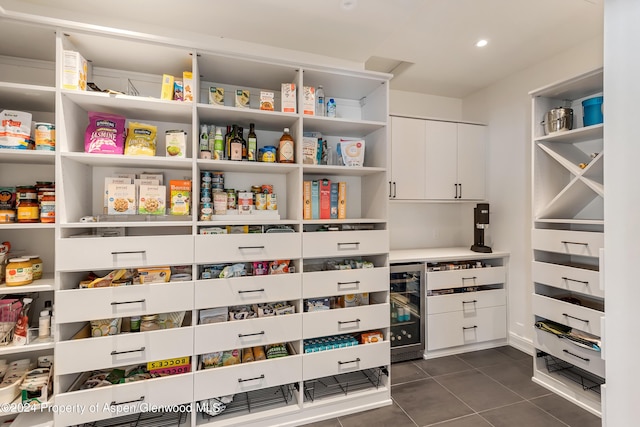 pantry with beverage cooler