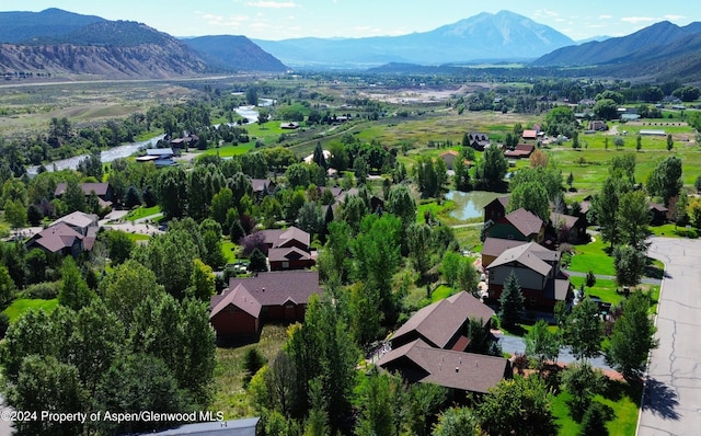 aerial view with a mountain view