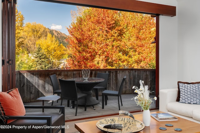 interior space with outdoor dining space