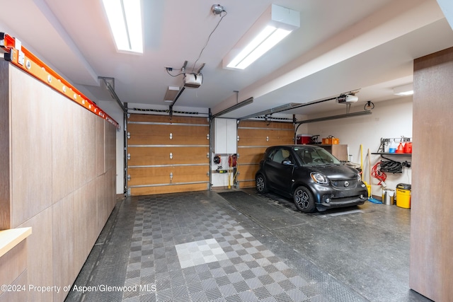 garage with a garage door opener