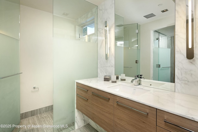 126 Juan St, Aspen, CO 81611 - bathroom with vanity and a walk in shower