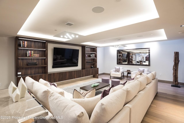126 Juan St, Aspen, CO 81611 - living room with a raised ceiling and wood finished floors