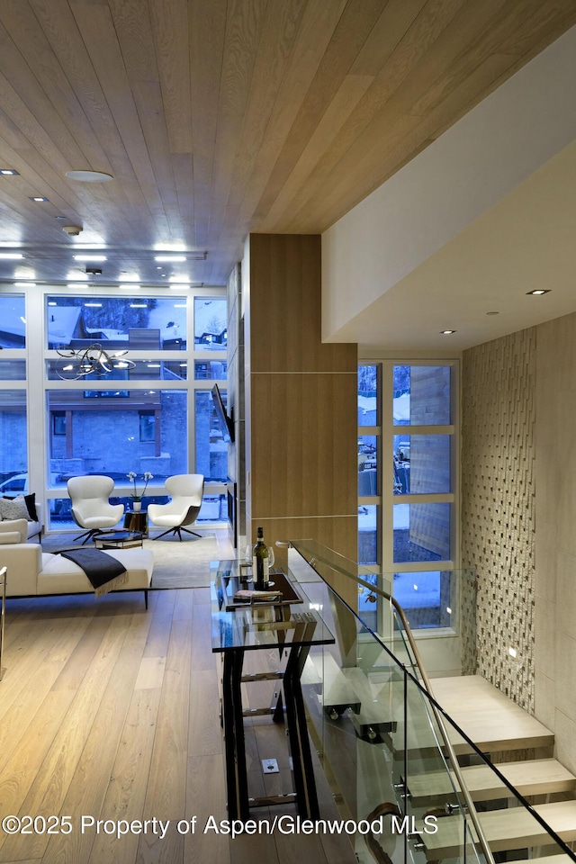 126 Juan St, Aspen, CO 81611 - building lobby with wood ceiling and expansive windows