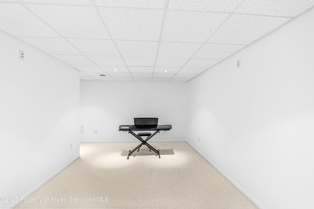 180 Ridge Rd, Gunnison, CO 81230 - unfurnished office with a paneled ceiling, carpet, recessed lighting, and baseboards