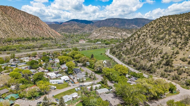 aerial overview of property's location featuring mountains