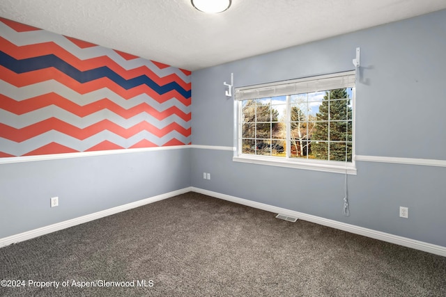 carpeted spare room featuring a textured ceiling