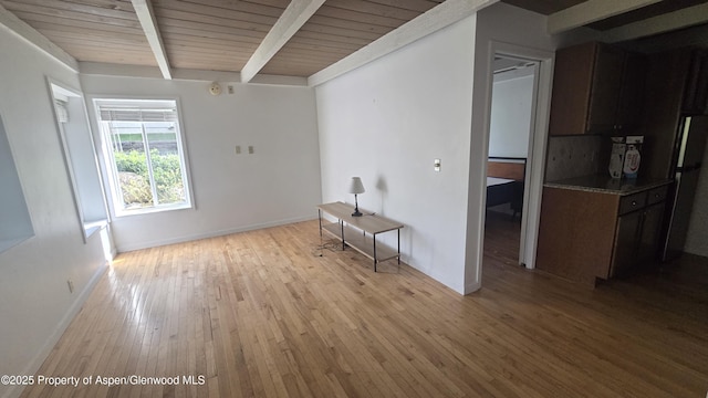 35 Campground Ln Unit E4, Snowmass Village, CO 81615 - empty room with light wood-style floors and a wood ceiling with exposed beams