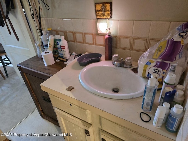 bathroom featuring vanity and tile patterned flooring