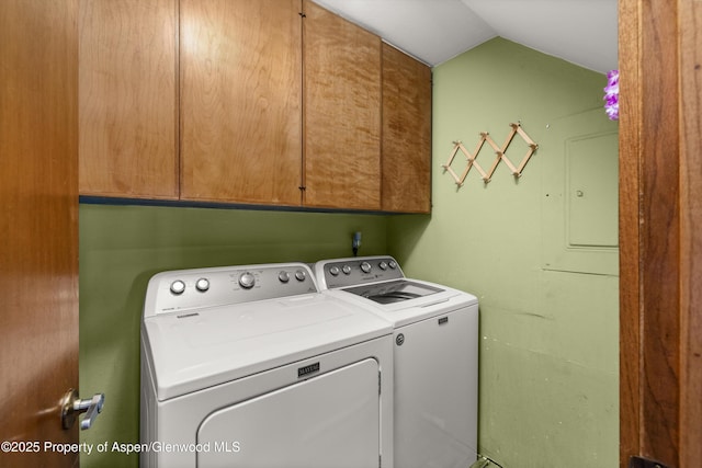 125 E Hyman Ave Unit 1A, Aspen, CO 81611 - laundry area with cabinet space, washing machine and clothes dryer, and electric panel