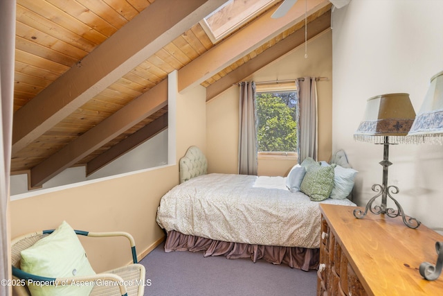 125 E Hyman Ave Unit 1A, Aspen, CO 81611 - bedroom with carpet floors, wood ceiling, and a skylight