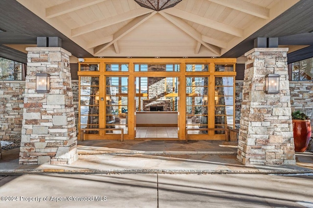 doorway to property featuring french doors