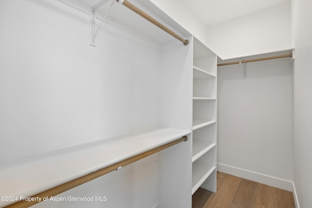 walk in closet featuring light hardwood / wood-style flooring