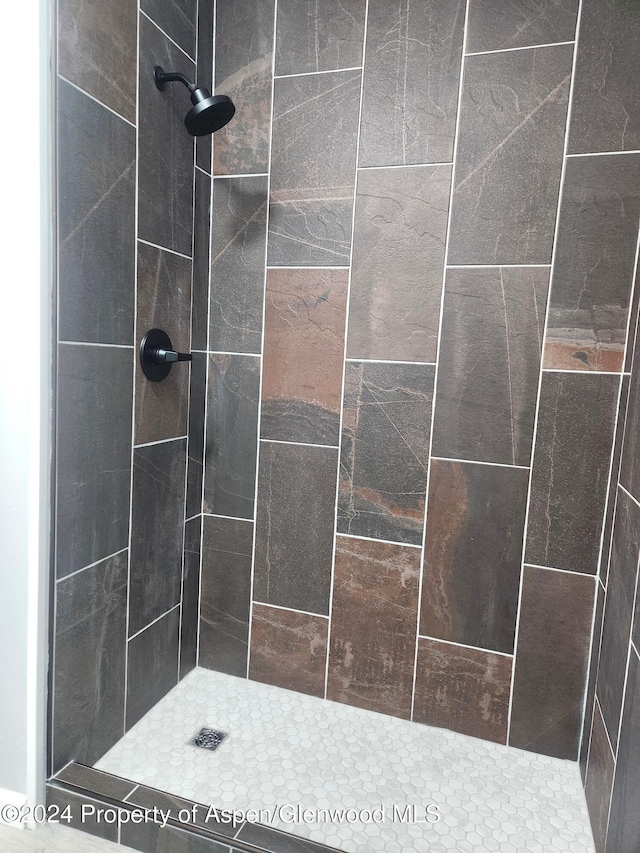 bathroom with a tile shower