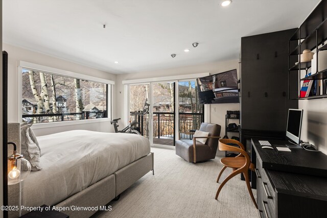 400 Wood Rd Unit 1118, Snowmass Village, CO 81615 - bedroom featuring carpet floors, access to outside, and recessed lighting