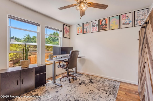 168 Current Dr, New Castle, CO 81647 - office area featuring a ceiling fan and light wood-style floors