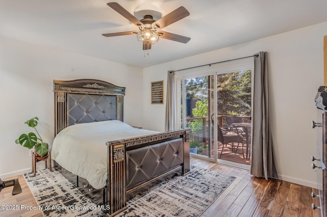 168 Current Dr, New Castle, CO 81647 - bedroom featuring access to outside, wood finished floors, and ceiling fan