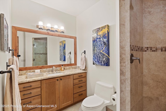 4034 Crystal Bridge Dr, Carbondale, CO 81623 - bathroom with a shower stall, vanity, and toilet