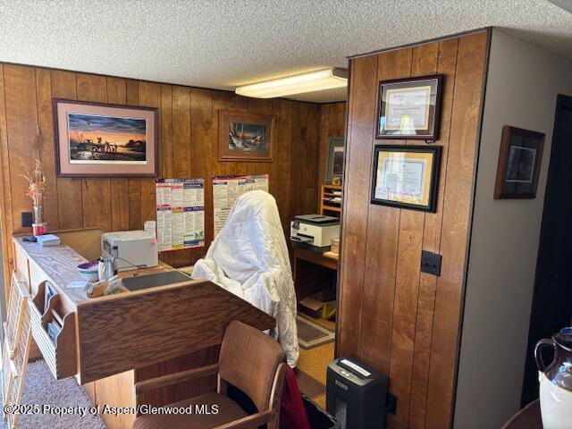 1598 N Yampa Ave, Craig, CO 81625 - office area with a textured ceiling and wooden walls