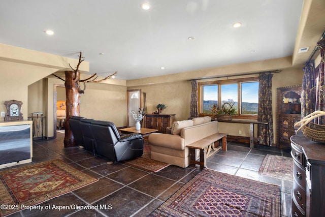 375 N Marsh Ln, Glenwood Springs, CO 81601 - living area featuring recessed lighting and stone tile flooring