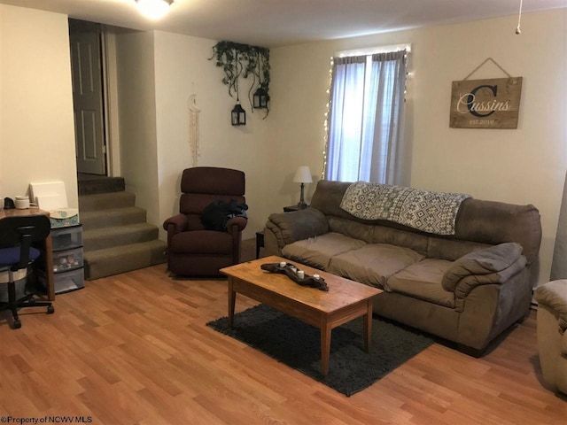 living room with light wood-type flooring