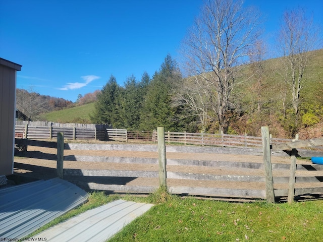 view of gate with a rural view