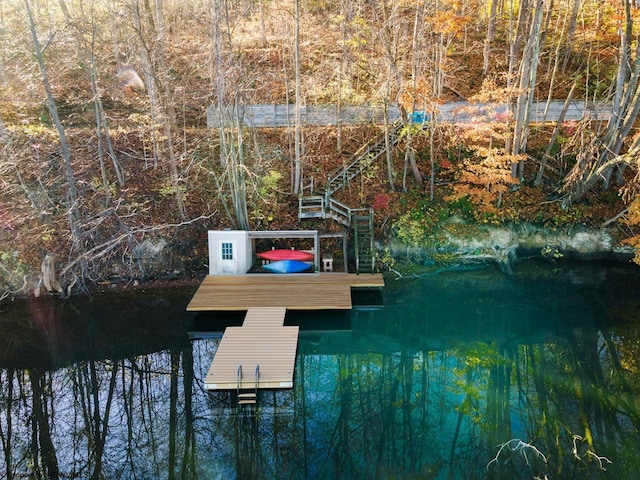 view of dock featuring a water view