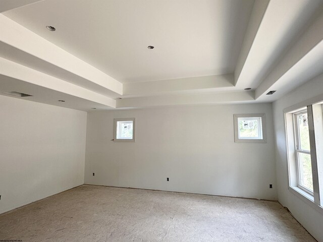 empty room with a tray ceiling