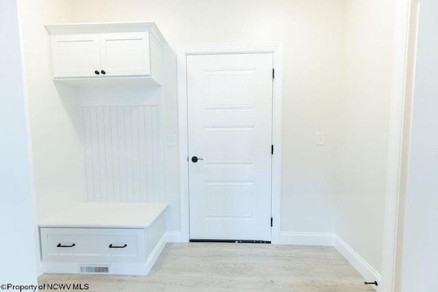 mudroom featuring light wood-type flooring