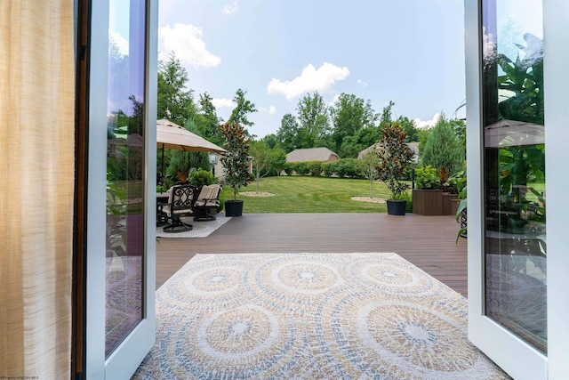 view of patio with a wooden deck