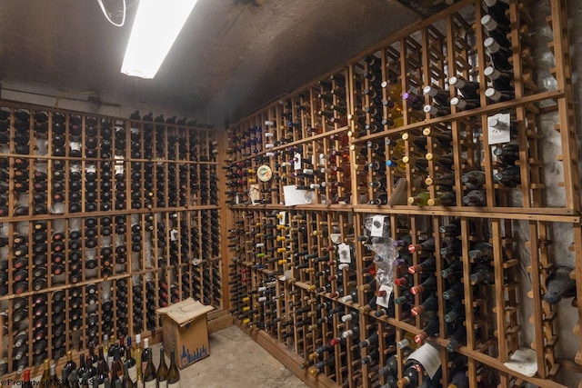 view of wine cellar