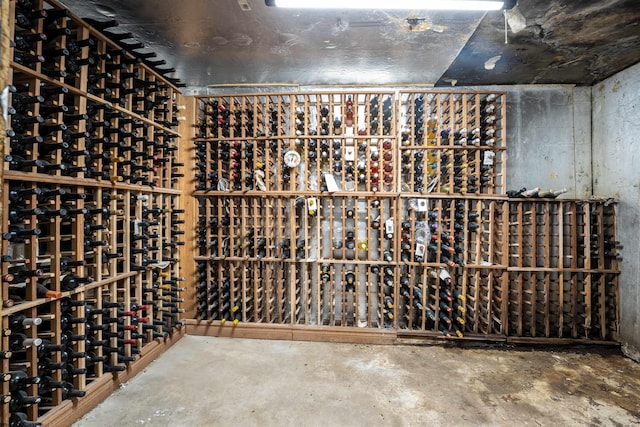 wine cellar with concrete flooring