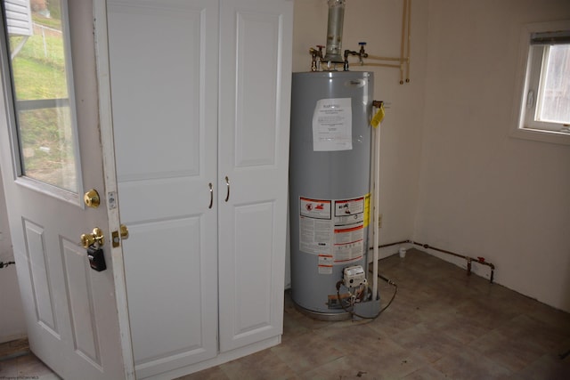 utility room featuring water heater