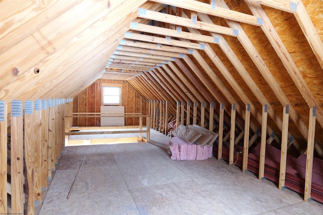 view of unfinished attic