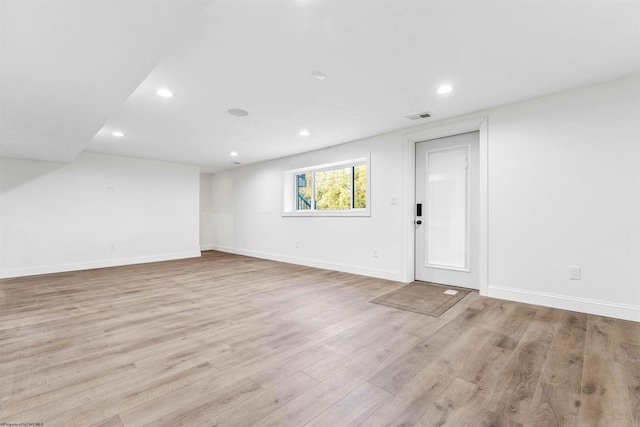 interior space with light hardwood / wood-style flooring