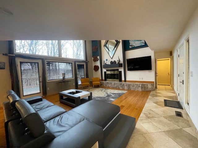 view of tiled living room