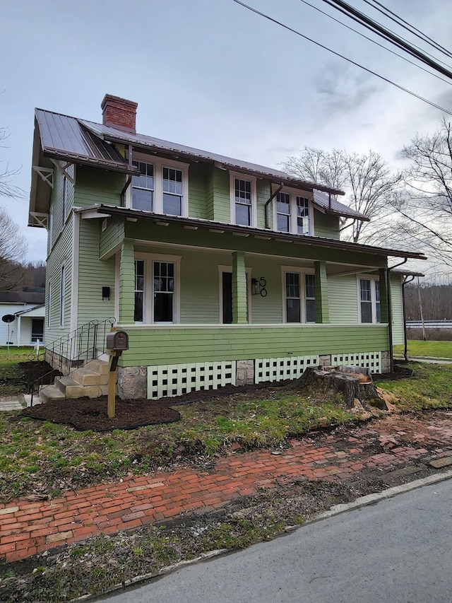 view of front facade featuring covered porch