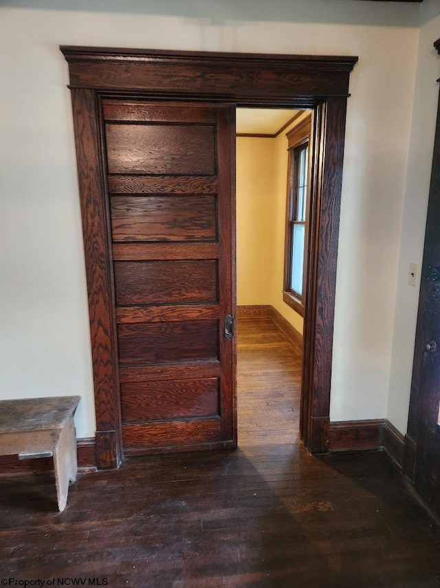 hall featuring dark hardwood / wood-style floors