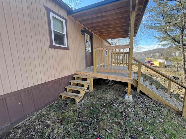 deck with a mountain view