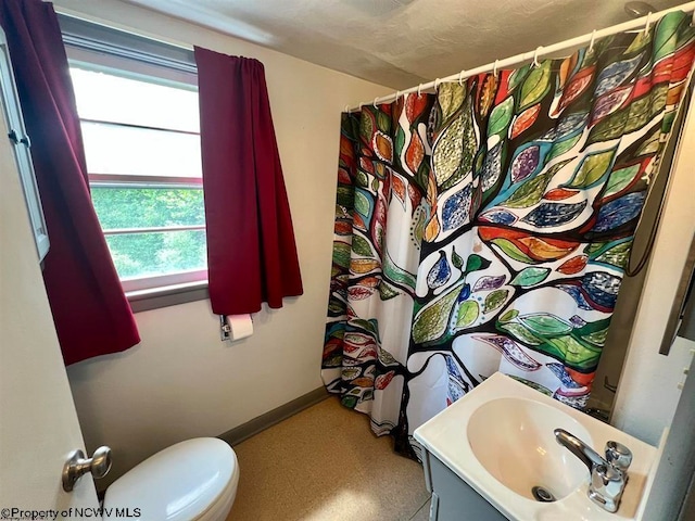 bathroom with toilet and vanity