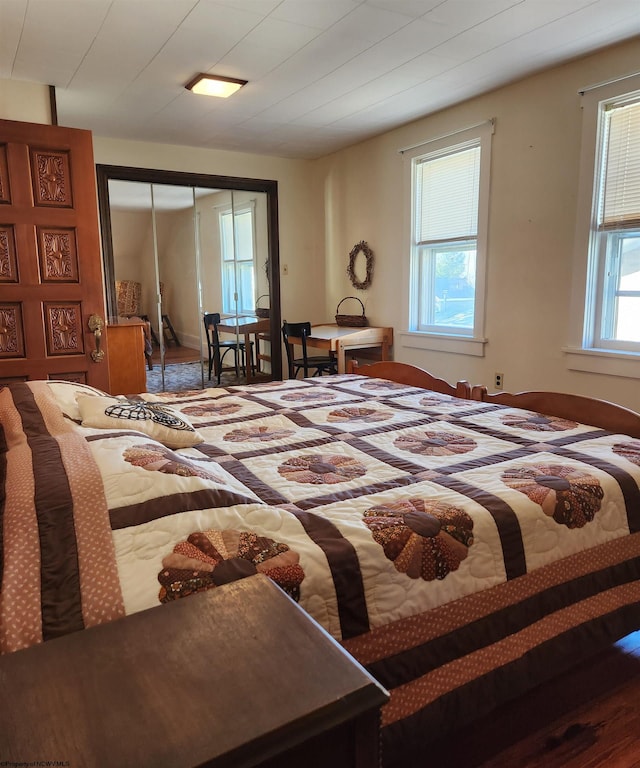 bedroom featuring a closet and wood-type flooring