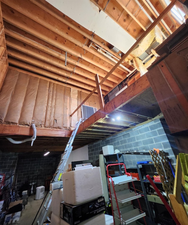 view of unfinished attic