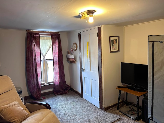 sitting room featuring plenty of natural light and light carpet