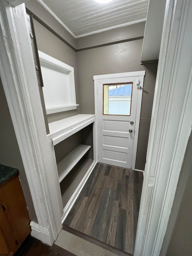 spacious closet with dark hardwood / wood-style floors