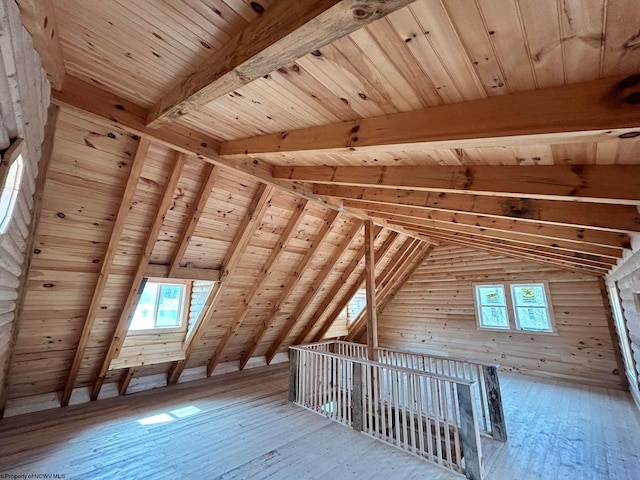 unfinished attic with a skylight and a wealth of natural light