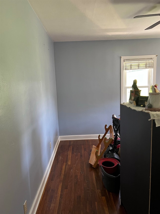 miscellaneous room with ceiling fan and hardwood / wood-style floors